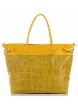 Shopper bag Vittoria Gotti żółta bez dodatków na ramię 