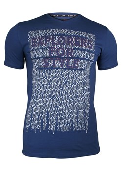 Ciemna Niebieska Męska Koszulka (T-shirt ) z Nadrukiem, Krótki Rękaw, EXPLORES FOR STYLE TSADG0002blue ze sklepu JegoSzafa.pl w kategorii T-shirty męskie - zdjęcie 67704630