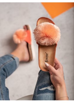 Klapki damskie CzasNaButy bez zapięcia casualowe pomarańczowe bez wzorów1 