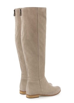 Kozaki damskie beżowe Saway za kolano na płaskiej podeszwie z zamkiem bez wzorów 