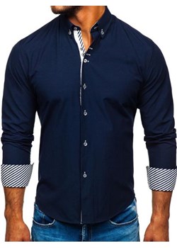 Koszula męska Denley bez wzorów z kołnierzykiem button down z długimi rękawami 