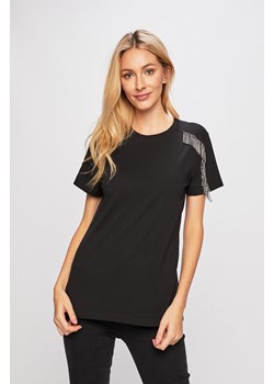 Bluzka damska czarna Pinko z krótkim rękawem z okrągłym dekoltem 
