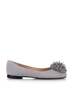 Balerinki Arturo Vicci szare na płaskiej podeszwie bez zapięcia zamszowe z aplikacjami  