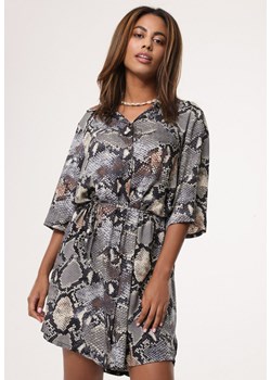 Sukienka Born2be z długim rękawem koszulowa na spacer mini 