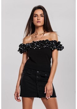 Bluzka damska czarna Renee z krótkim rękawem 