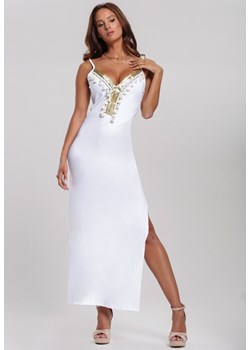 Sukienka Renee na ramiączkach biała na lato z dekoltem w serek 