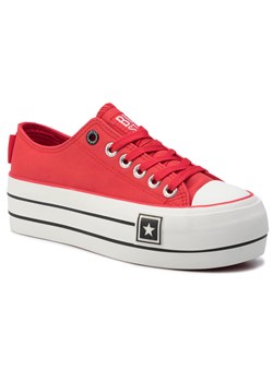 Trampki damskie Big Star czerwone na platformie z niską cholewką 