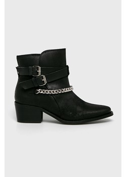 Botki Trussardi Jeans na słupku skórzane 