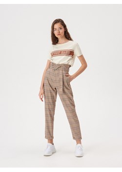 Sinsay bluzka damska biała z okrągłym dekoltem 