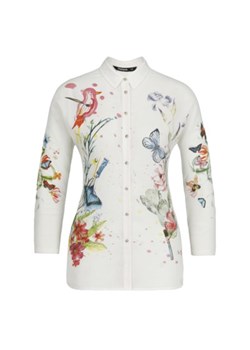 Koszula damska Desigual w abstrakcyjnym wzorze biała z kołnierzykiem 