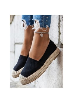 Espadryle damskie czarne DeeZee na płaskiej podeszwie bez zapięcia tkaninowe casualowe 