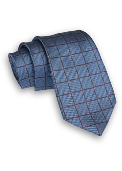 Niebiesko-Brązowy Klasyczny Męski Krawat -ALTIES- 7cm, Szeroki, w Grubą Kratę KRALTS0325 ze sklepu JegoSzafa.pl w kategorii Krawaty - zdjęcie 72935640