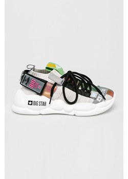 Buty sportowe damskie BIG STAR sznurowane szare ze skóry bez wzorów 