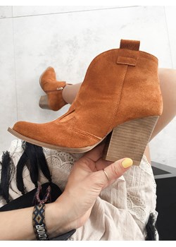 Botki pomarańczowe Saway bez wzorów eleganckie na słupku 