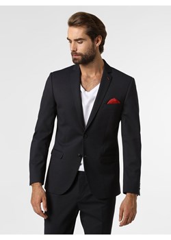 Finshley & Harding London Męska marynarka od garnituru modułowego Mężczyźni Slim Fit wiskoza granatowy wzorzysty ze sklepu vangraaf w kategorii Marynarki męskie - zdjęcie 73421980
