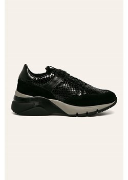 Sneakersy damskie Tamaris sportowe skórzane bez wzorów wiązane jesienne 
