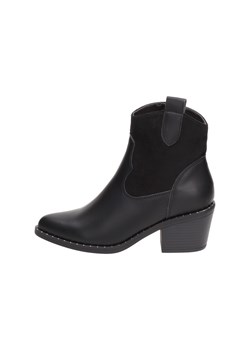 Czarne botki S.Barski casual na obcasie na zamek 