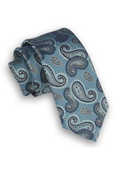 Miętowy Elegancki Krawat Męski -ALTIES- 6 cm, Niebiesko-Granatowy Wzór Paisley KRALTS0307 ze sklepu JegoSzafa.pl w kategorii Krawaty - zdjęcie 73931810