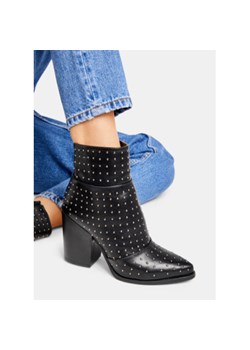 Botki DeeZee eleganckie z aplikacją na obcasie na zamek 