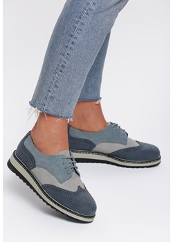 Półbuty damskie granatowe Renee ze skóry ekologicznej 