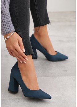 Czółenka granatowe Born2be bez zapięcia eleganckie 