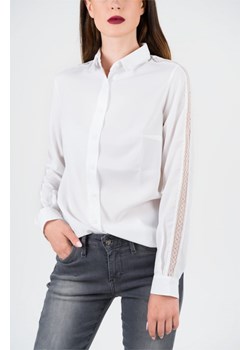 Koszula damska Vertus biała gładka z kołnierzykiem elegancka na wiosnę 