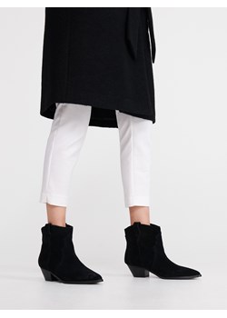 Botki Reserved ze skóry w stylu boho na obcasie z zamkiem gładkie 