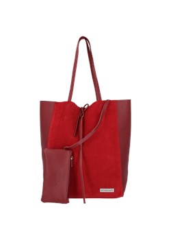 Praktyczne Torebki Skórzane typu ShopperBag firmy Vittoria Gotti Bordowa (kolory) ze sklepu PaniTorbalska w kategorii Torby Shopper bag - zdjęcie 74415194