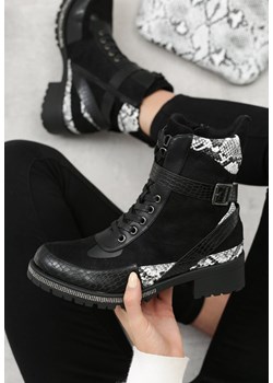 Workery damskie Born2be na obcasie eleganckie w zwierzęcy wzór 