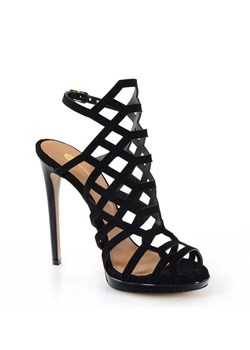 Victoria Gotti ® sandały damskie z klamrą eleganckie na wysokim obcasie z zamszu 