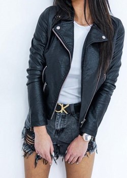 Kurtka damska bez kaptura bez wzorów krótka 