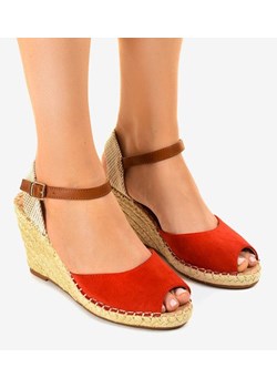 Czerwone sandały na koturnie 2895 ze sklepu gemre w kategorii Espadryle damskie - zdjęcie 74931804