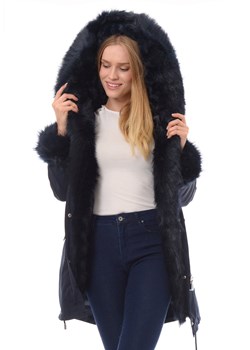 Kurtka damska długa granatowa casual 