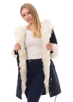 Kurtka damska bez wzorów granatowa casual 