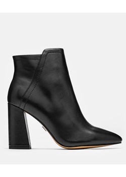 Botki czarne Kazar na zamek ze skóry bez wzorów na obcasie 