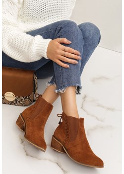Botki Renee brązowe jesienne eleganckie na zamek 