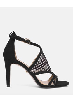 Sandały damskie czarne Kazar eleganckie skórzane z klamrą 