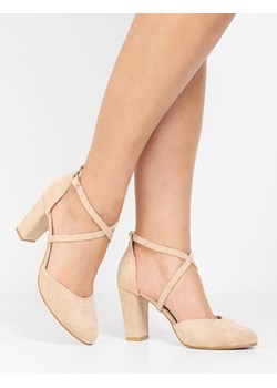 Czółenka Brilu z okrągłym noskiem eleganckie bez wzorów na obcasie 