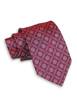 Czerwony Mieniący Męski Krawat -Chattier- 7,5cm, Klasyczny, Szeroki, Elegancki, Wzór Geometryczny KRCH1075 ze sklepu JegoSzafa.pl w kategorii Krawaty - zdjęcie 75668944