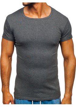 T-shirt męski bez nadruku grafitowy Denley NB003 ze sklepu Denley w kategorii T-shirty męskie - zdjęcie 76453490