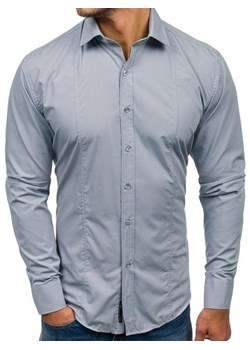 Koszula męska elegancka z długim rękawem szara Bolf 6944 ze sklepu Denley w kategorii Koszule męskie - zdjęcie 76453884