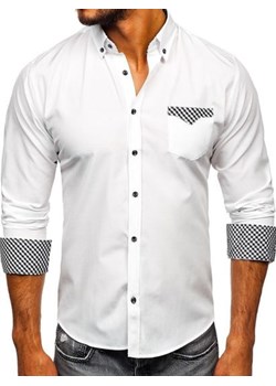 Koszula męska elegancka z długim rękawem biała Bolf 4711 ze sklepu Denley w kategorii Koszule męskie - zdjęcie 76453890