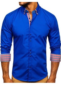 Koszula męska elegancka z długim rękawem chabrowa Bolf 0926 ze sklepu Denley w kategorii Koszule męskie - zdjęcie 76454124