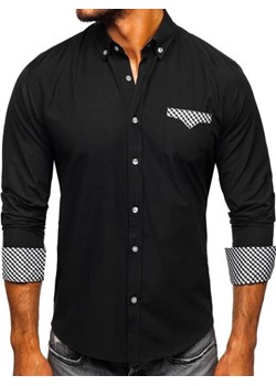 Koszula męska elegancka z długim rękawem czarna Bolf 4711 ze sklepu Denley w kategorii Koszule męskie - zdjęcie 76454250