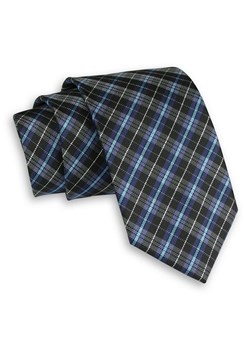 Niebiesko-Czarny Elegancki Męski Krawat -ALTIES- 7 cm, Klasyczny, w Drobną Kratkę KRALTS0383 ze sklepu JegoSzafa.pl w kategorii Krawaty - zdjęcie 76521983