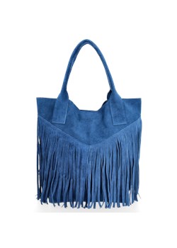 Vittoria Gotti shopper bag z frędzlami ze skóry zamszowa  ze sklepu PaniTorbalska w kategorii Torby Shopper bag - zdjęcie 76892434