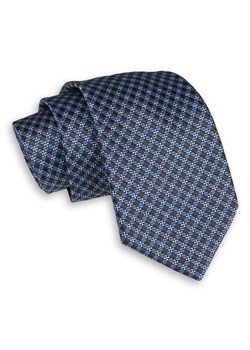 Niebiesko-Brązowy Klasyczny Szeroki Krawat Męski -Angelo di Monti- 7 cm, w Drobną Kratkę KRADM1643 ze sklepu JegoSzafa.pl w kategorii Krawaty - zdjęcie 76987222