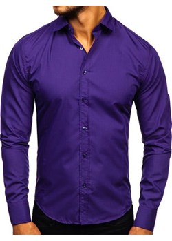 Koszula męska elegancka z długim rękawem fioletowa Bolf 1703 ze sklepu Denley w kategorii Koszule męskie - zdjęcie 77020294