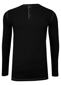 Czarny T-shirt (Koszulka), Długi Rękaw, Longsleeve -JUST YUPPI-  Męski, z Guzikami, Odpinany TSJTYUPLS9618ko2czarny ze sklepu JegoSzafa.pl w kategorii T-shirty męskie - zdjęcie 77708732