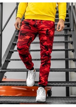 Spodnie męskie joggery dresowe moro-czerwone Denley KZ15 ze sklepu Denley w kategorii Spodnie męskie - zdjęcie 78412214